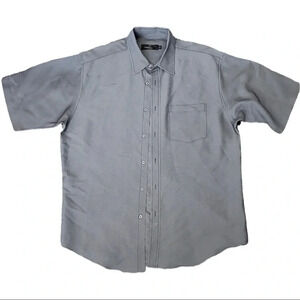 Bugatchi Uomo Gray Herringbone Short Sleeve Casual Shirt XL